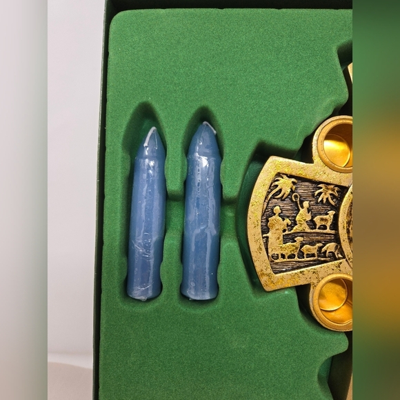 Vintage Dicksons Nativity Avent Candle Holder Religious Scripture Cross Gold - Picture 2 of 14